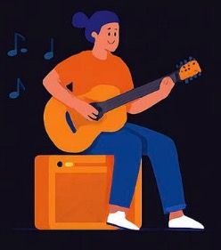 Artist playing guitar illustration